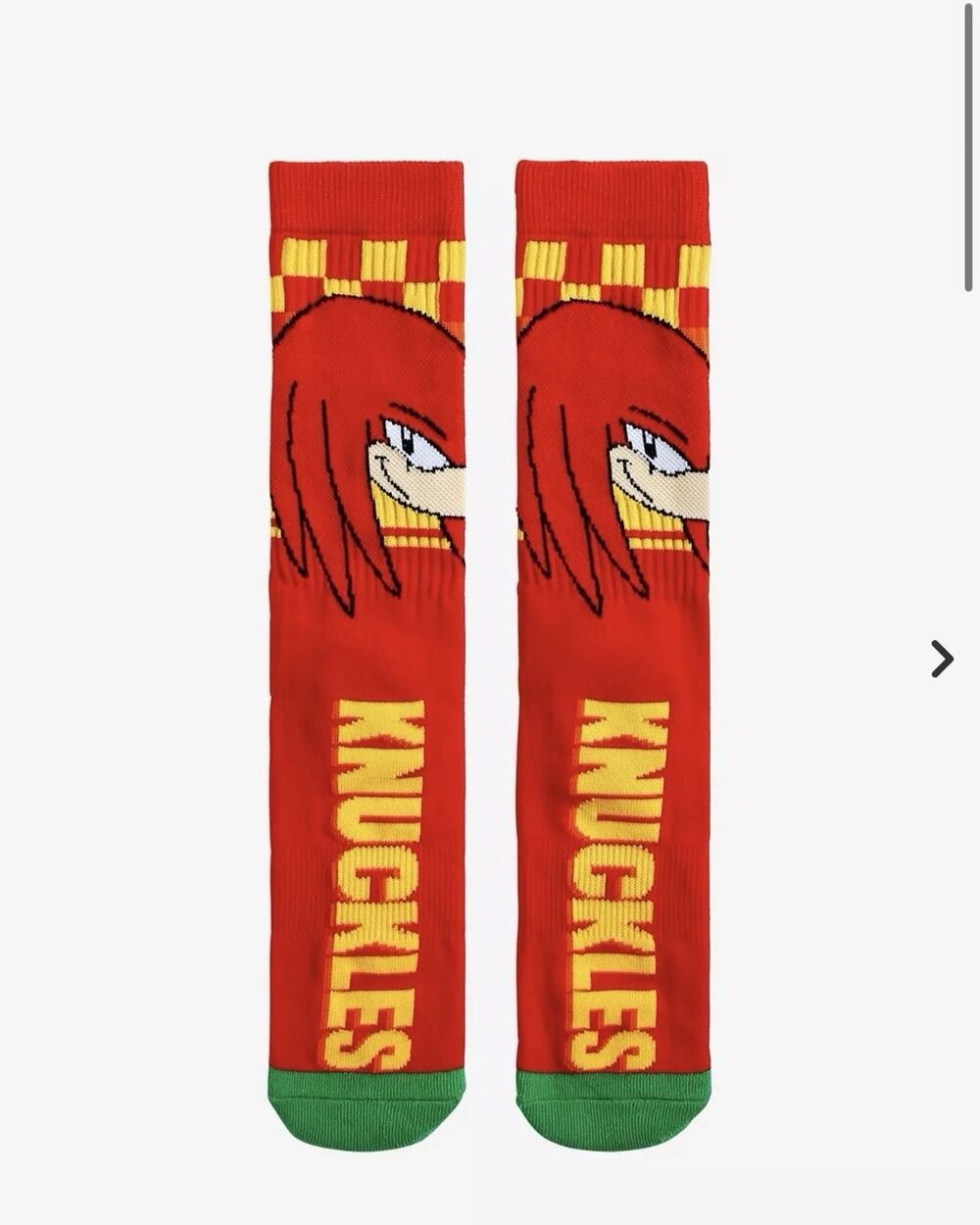 Hottopic Sonic Saga The Hedgehog Knuckles Checkered Crew Socks Men’s Sz 8-12